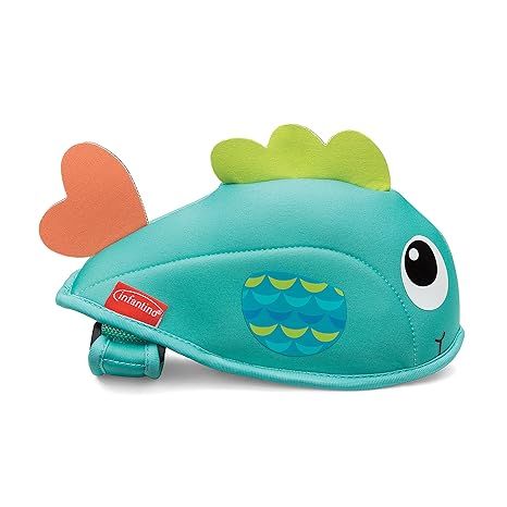 The Infantino Cap The Tap Bath Spout Cover is a unisex multicolor bath accessory designed to protect infants and children from bumps and bruises while bathing. The cover is shaped like a cute whale and fits securely over most standard bath spouts, making bath time both safe and fun.