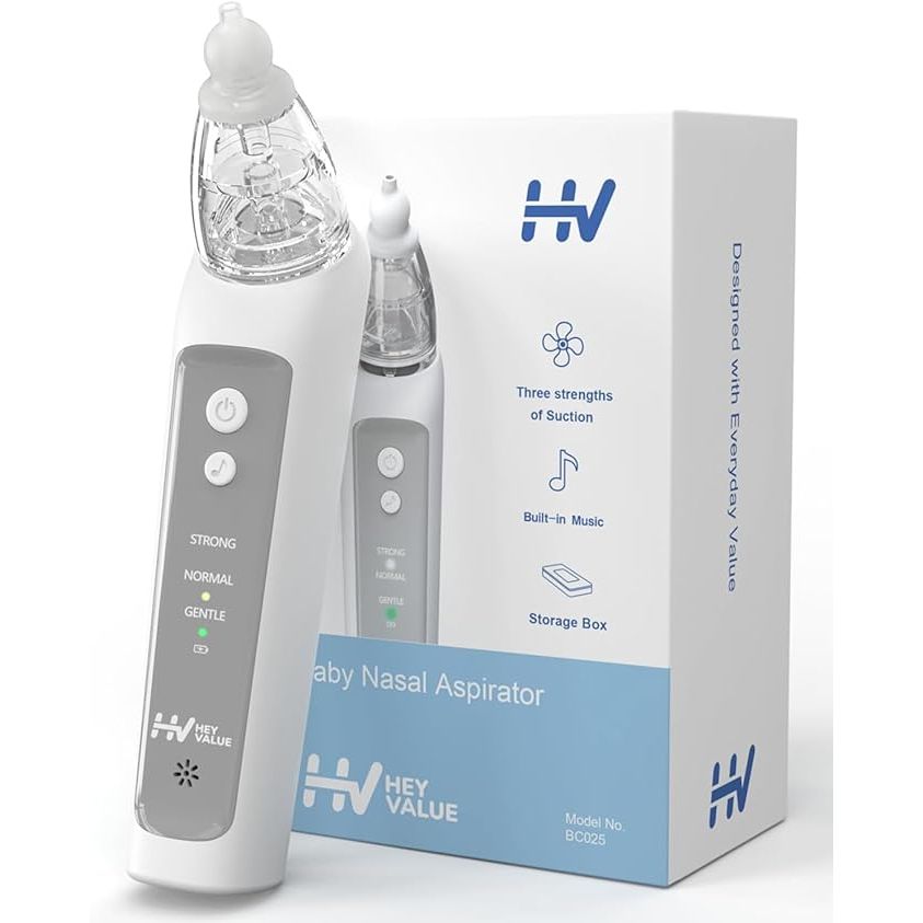 The HEYVALUE Nasal Aspirator for Baby is a user-friendly and efficient device designed to help clear mucus from your baby's nostrils. This electric nasal aspirator features three different silicone tips that are gentle on your baby's delicate nasal passages, making it safe and comfortable to use.