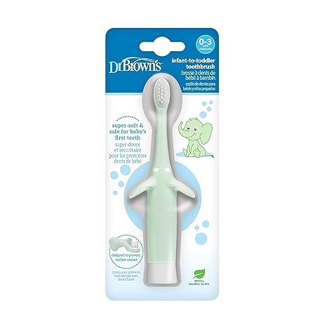 Dr. Brown's Infant-to-Toddler Toothbrush is a high-quality oral care product designed for children aged 0-3 years old. The toothbrush features a cute elephant design that appeals to young children and helps make brushing fun. The mint-flavored bristles are gentle on delicate gums and teeth, promoting healthy oral hygiene habits from an early age.