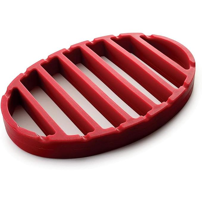 Experience the convenience and reliability of the Norpro 405 Oval Silicone Roast Rack in your kitchen. This versatile tool is designed to elevate your food, promoting even heating and cooking. Made from heat-resistant silicone material, this rack is safe to use in the oven at temperatures up to 500 degrees Fahrenheit.