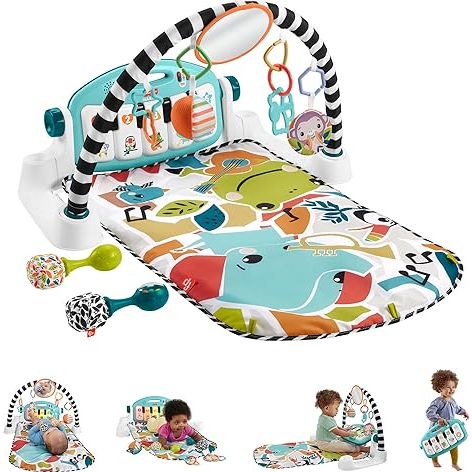 The Fisher-Price Baby Gift Set Glow and Grow Kick & Play Piano Gym is a comprehensive baby playmat and musical toy designed for infants aged 0+ months. It features a kick-and-play piano that allows babies to create music by kicking and tapping on the keys.