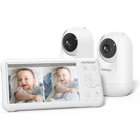 The Momcozy Baby Monitor with 2 Cameras is a reliable device designed to ensure the safety and well-being of your baby. The monitor features a 5-inch 1080P split screen display that allows you to view both camera feeds simultaneously.