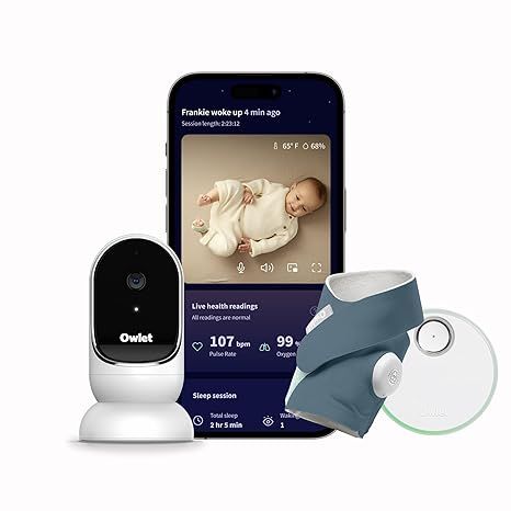 The Owlet Dream Duo is a smart baby monitor that includes both the FDA-cleared Dream Sock and the Owlet Cam. The Dream Sock tracks your baby's pulse rate and oxygen levels while they sleep, notifying you if there are any issues. The Owlet Cam provides a clear 1080p HD video stream of your baby, allowing you to keep an eye on them at all times.