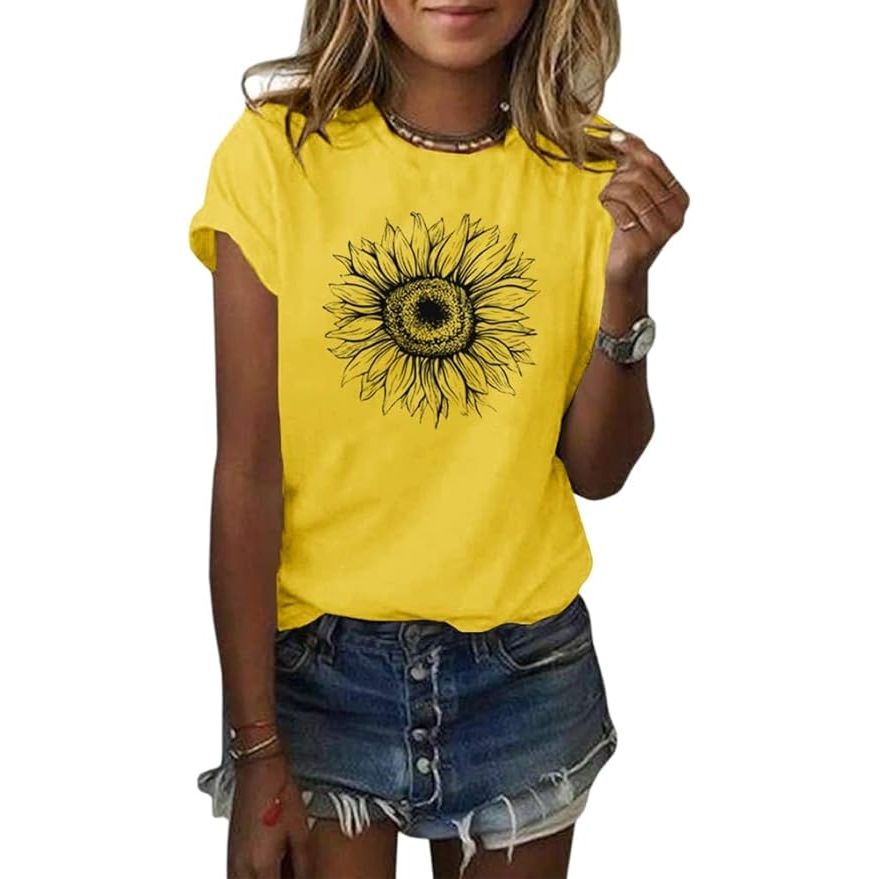 The sunflower graphic adds a fun and vibrant touch to the tops, making them suitable for casual outings, beach days, or simply lounging at home. The shirts are available in various sizes to cater to different body types, and the soft fabric ensures a comfortable and breathable feel all day long. Cicy Bell Women's T Shirts are a versatile and trendy addition to any wardrobe, offering a chic and effortless style for any occasion.