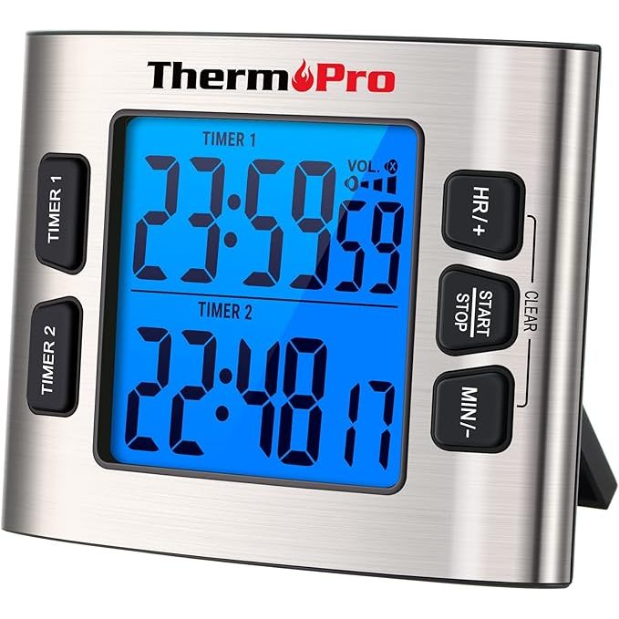 Upgrade your kitchen with the ThermoPro TM02 Digital Kitchen Timer, a versatile and user-friendly accessory with dual countdown stop watches. This convenient device also functions as a magnetic clock, easily attachable to any metal surface for quick access and visibility.