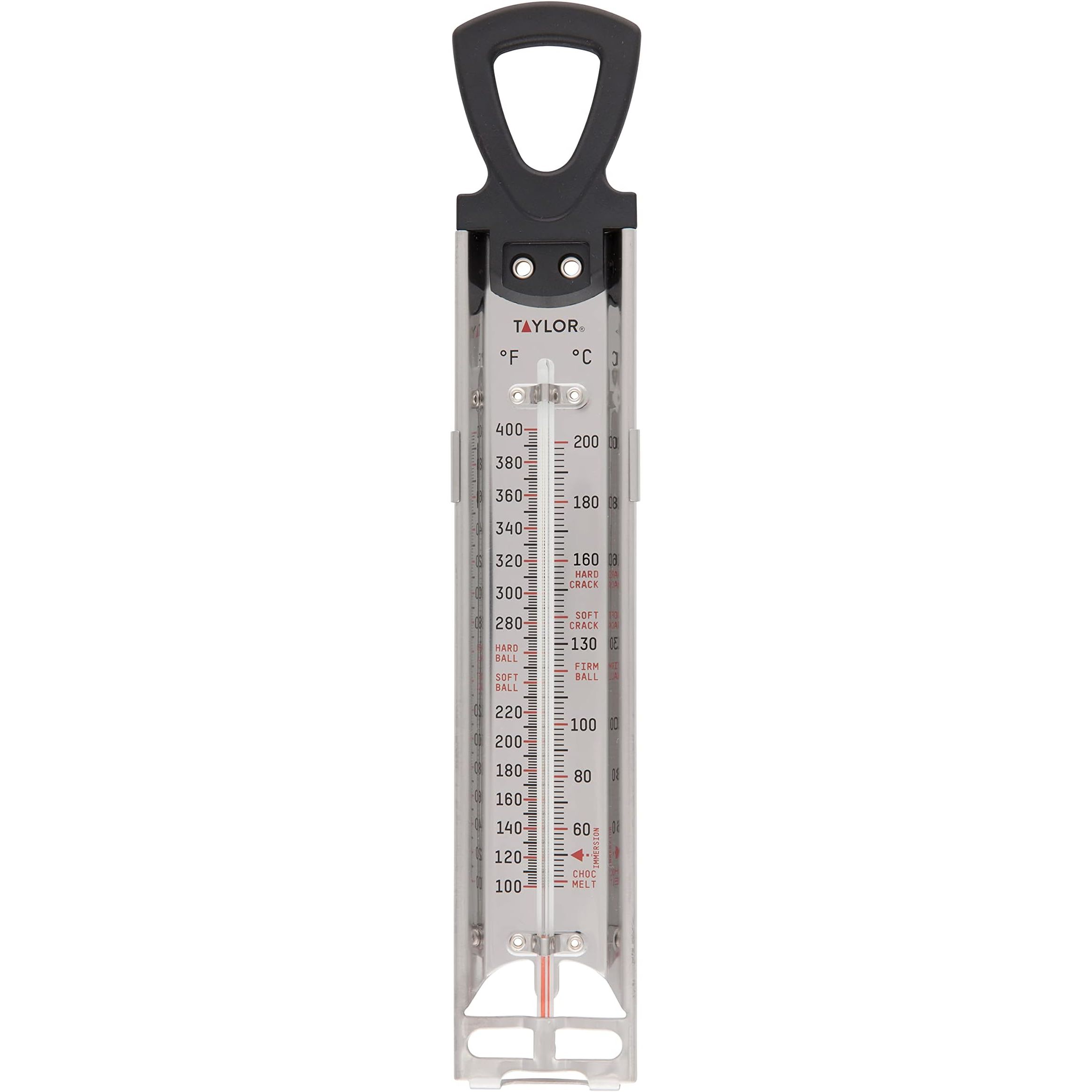 Upgrade your kitchen tools with the Taylor Stainless Steel Candy Deep Fry Food Cooking Kitchen Analog Thermometer. This handy 12-inch tool is perfect for measuring the temperature of candy, deep frying oil, and more. The clear analog display and durable stainless steel construction make it easy to use and clean, ensuring precise cooking every time.