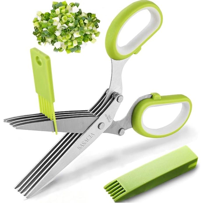 Upgrade your kitchen arsenal with the 2023 Updated Herb Scissors Set, a versatile gadget that makes chopping herbs and greens a breeze. Equipped with 5 sharp blades, this set allows for quick and precise cutting of herbs like cilantro, green onions, and lettuce.