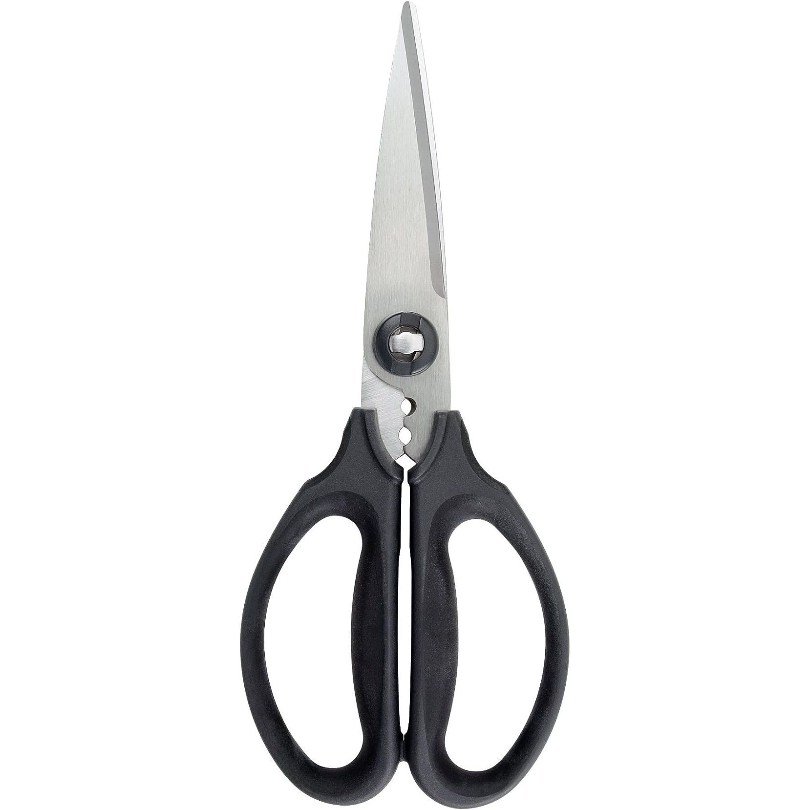 Enhance your kitchen efficiency with the versatile OXO Good Grips Multi-Purpose Kitchen and Herbs Scissors. Crafted with sharp stainless steel blades, these scissors are micro-serrated for effortless cutting of herbs, meat, vegetables, and more.