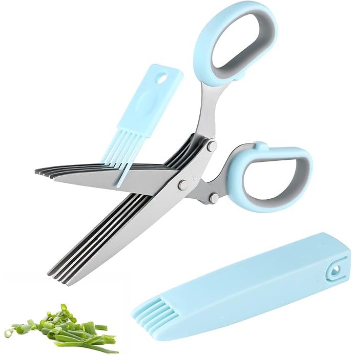 Upgrade your kitchen game with the Joyoldelf Gourmet Herb Scissors Set, a must-have tool for any home chef. Crafted with five sharp stainless steel blades, these scissors make cutting herbs and other ingredients a breeze.