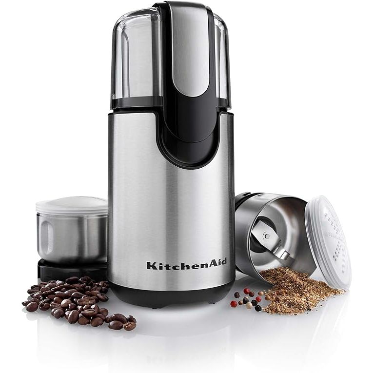 Elevate your coffee and spice grinding with the versatile KitchenAid Blade Coffee and Spice Grinder Combo Pack in Onyx Black. This compact grinder features stainless steel blades that can grind up to 12 cups of coffee beans to your desired consistency with ease.