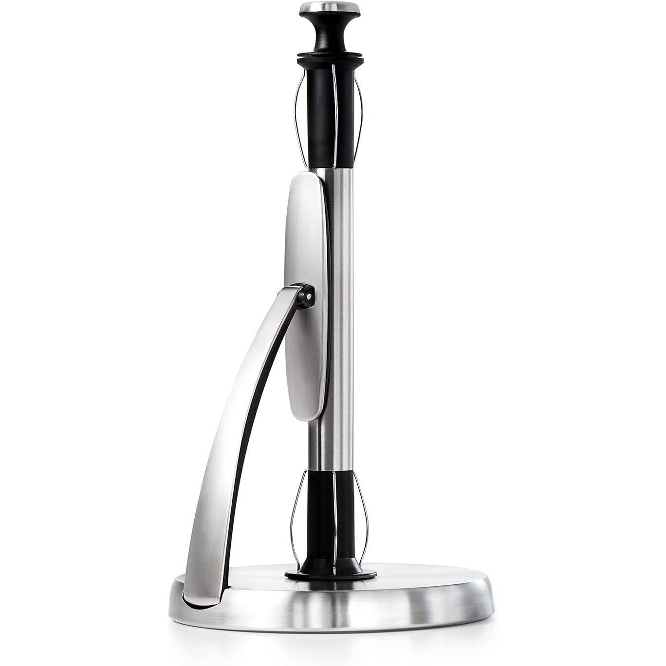 The OXO Good Grips SimplyTear Paper Towel Holder is a convenient and practical kitchen accessory designed to make tearing off paper towels easy and hassle-free. Made of stainless steel with silver and black accents, this paper towel holder has a sleek and modern aesthetic that will complement any kitchen decor.