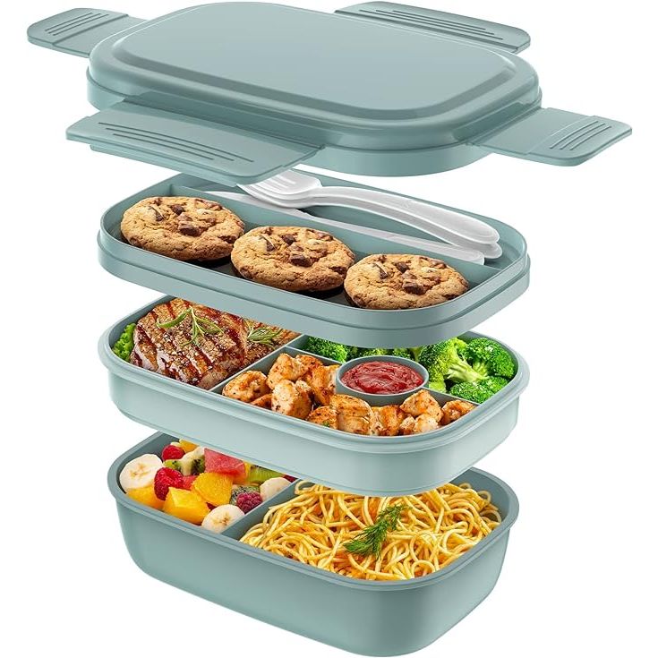 The Adult Lunch Box is the ultimate solution for busy adults who want to bring their meals on the go in a convenient and chic way. With three stackable bento lunch containers, organizing different food items has never been easier.