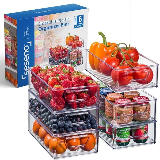 This set of 6 refrigerator organizer bins is the ideal solution for keeping your fridge, freezer, kitchen, countertops, and cabinets tidy and well-organized.