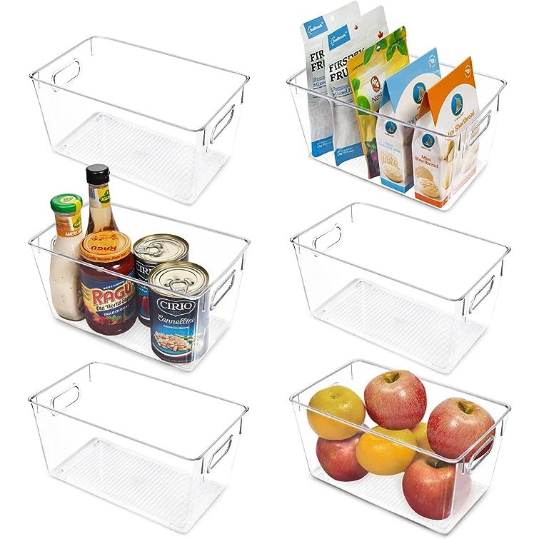 Transform your pantry and kitchen into an organized oasis with the Vtopmart Clear Plastic Pantry Organizer Bins. This set of 6 durable and transparent bins make it effortless to locate and retrieve food items stored within.