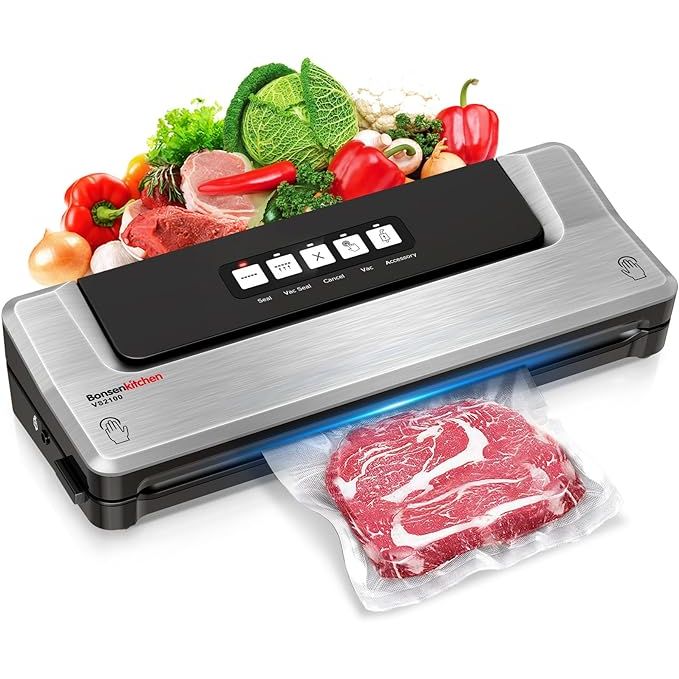 The Bonsenkitchen Dry Vacuum Sealer Machine is a versatile kitchen appliance that is designed to help in food storage and sous vide cooking. It comes with 5-in-1 easy options for sealing and preserving food, making it convenient and easy to use.