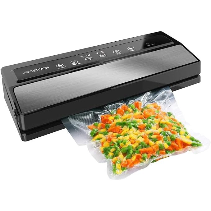 The GERYON Vacuum Sealer Machine is an automatic food sealer designed to help extend the freshness of your food. With its compact design, it is perfect for small kitchens or for those looking to save space. The LED indicator lights make it easy to monitor the sealing process, ensuring a secure and airtight seal every time.