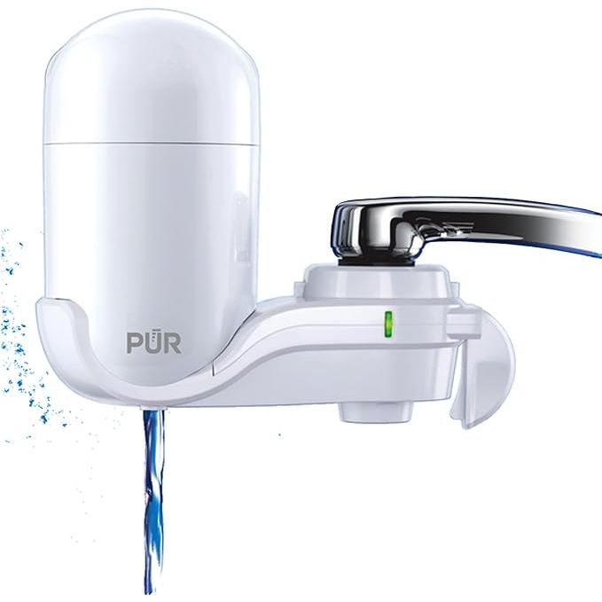 Enjoy the pure taste of clean water right from your tap with the sophisticated PUR White Faucet Mount Water Filtration System, model FM3333B. Designed for convenience and space-saving in mind, this vertical filter attachment brings a modern touch to your kitchen while delivering cold, crisp water at the simple press of a button.