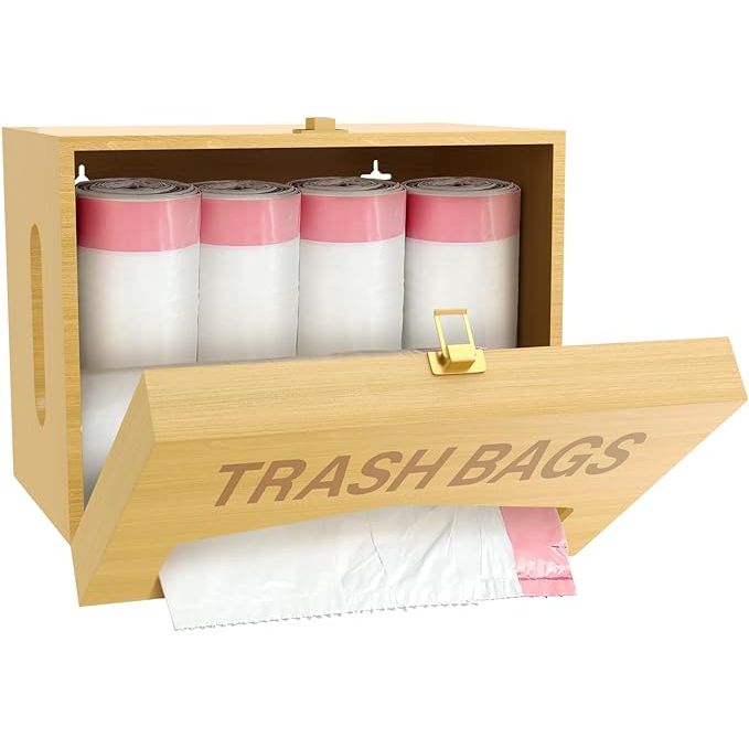 Maximize kitchen organization and embrace sustainability with our premium Bamboo Trash Bag Dispenser. Its stylish, high-quality bamboo construction ensures longevity while bringing an upscale look to your home environment.