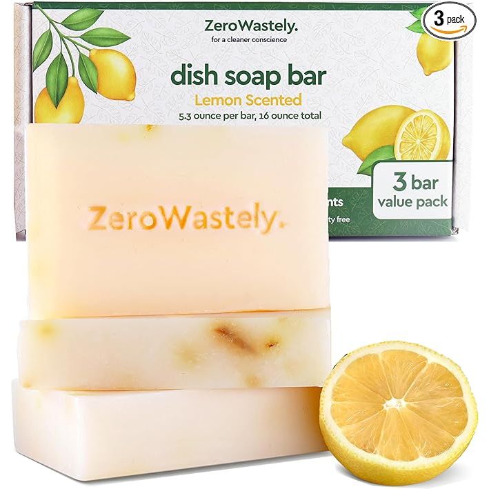 Elevate your dishwashing routine with the Natural Dish Soap Bar Value Pack, designed to harmonize sustainability with efficacy. This trio comprises hefty 16-ounce blocks imbued with invigorating lemon essence, each meticulously crafted to endure daily use and pamper your skin.