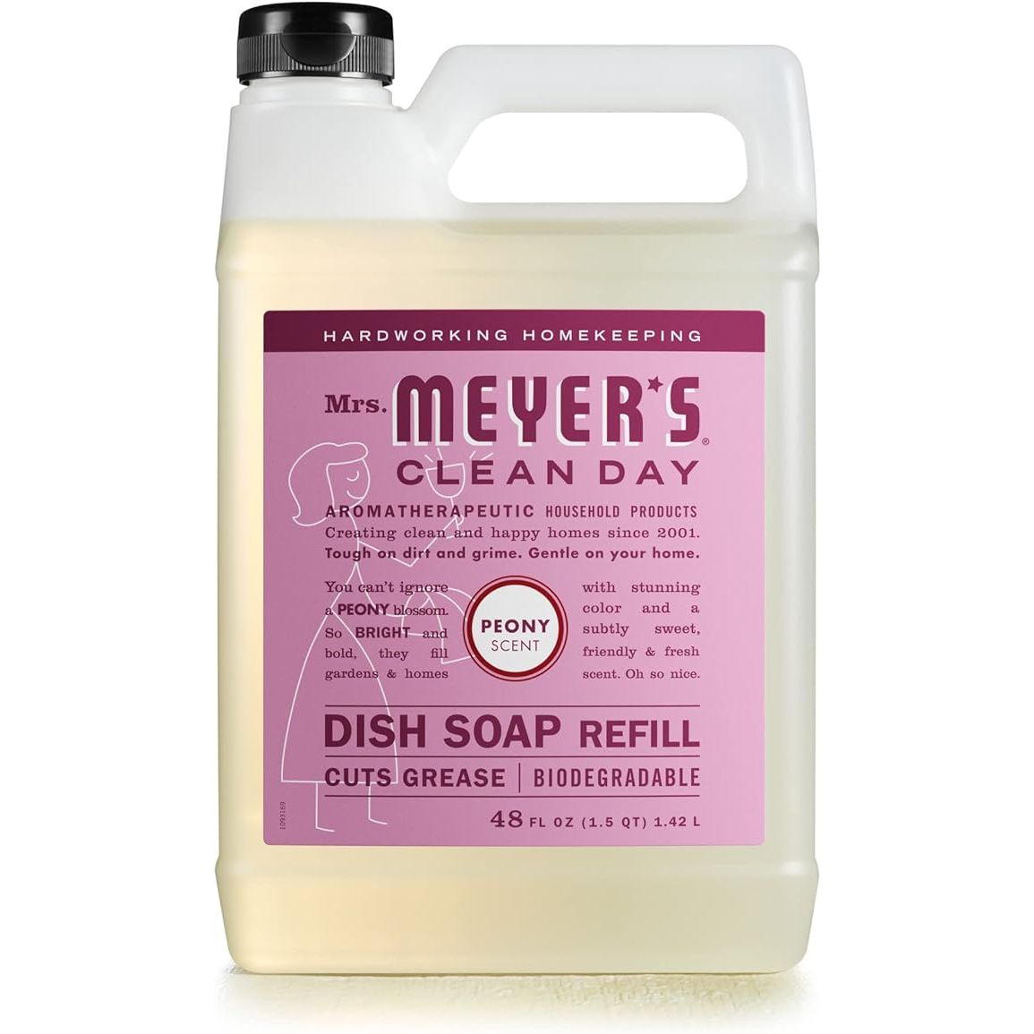 Transform your kitchen into a delicate garden oasis with Mrs. Meyer's Clean Day Liquid Dish Soap Refill in the enchanting Peony scent. This eco-conscious dish soap is artfully crafted with biodegradable ingredients and essential oils, presented in an ample 48 fl. oz. refill package that promises cleanliness with a conscience.