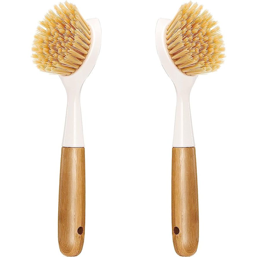 Transform your dishwashing experience with our premium 2-Pack Bamboo Handle Kitchen Dish Brushes—your sustainable solution for a pristine and eco-conscious kitchen. Expertly crafted with robust bamboo handles, these brushes blend durability with ergonomic design, ensuring a comfortable grip as you scrub.