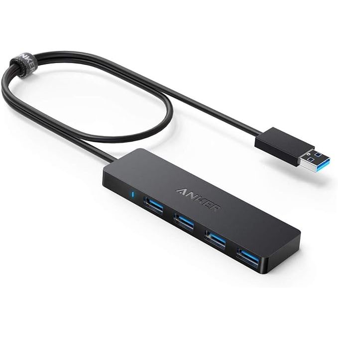 The Anker 4-Port USB 3.0 Hub is a compact and ultra-slim device that allows you to expand your connectivity options with four additional USB ports. It is compatible with a wide range of devices including MacBook, Mac Pro, Mac mini, iMac, Surface Pro, XPS, PC, flash drive, and mobile HDD.