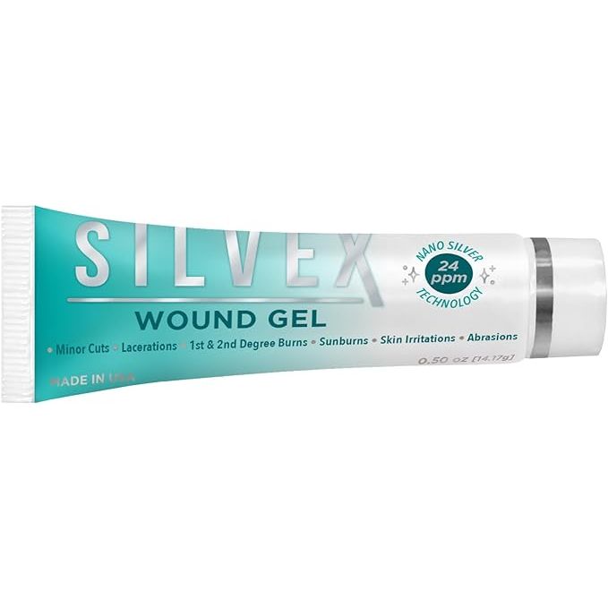 Be Smart Get Prepared SILVEX Wound Gel is a hydrogel wound dressing designed to promote healing and provide protection for minor cuts, scrapes, and burns. The gel contains silver ions, which have antimicrobial properties that help prevent infection and aid in the healing process.