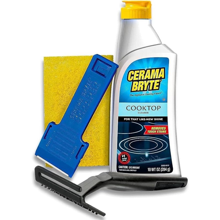 Keep your glass-ceramic cooktop in showroom condition with the Cerama Bryte Combo Kit. This comprehensive 4-piece set, comprised of a high-efficiency POW-R Grip scraper, cleaning pad, and a generous 10-ounce bottle of specialized cleaner, is your ultimate ally against tenacious stains and stubborn grime.