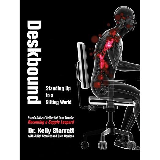 "Deskbound: Standing Up to a Sitting World" is a book written by Kelly Starrett and Glen Cordoza that addresses the negative impact of prolonged sitting on our health and well-being.