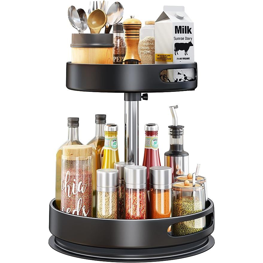 Optimize your kitchen space with the versatile Spice Rack Lazy Susan Organizer, a premium 2-tier spice storage solution designed to revolutionize your cooking efficiency.