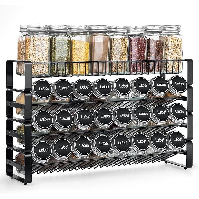 Elevate your culinary space with the sleek JONYJ 4 Tier Stackable Seasoning Rack Organizer—a perfect blend of style and function for any modern kitchen.