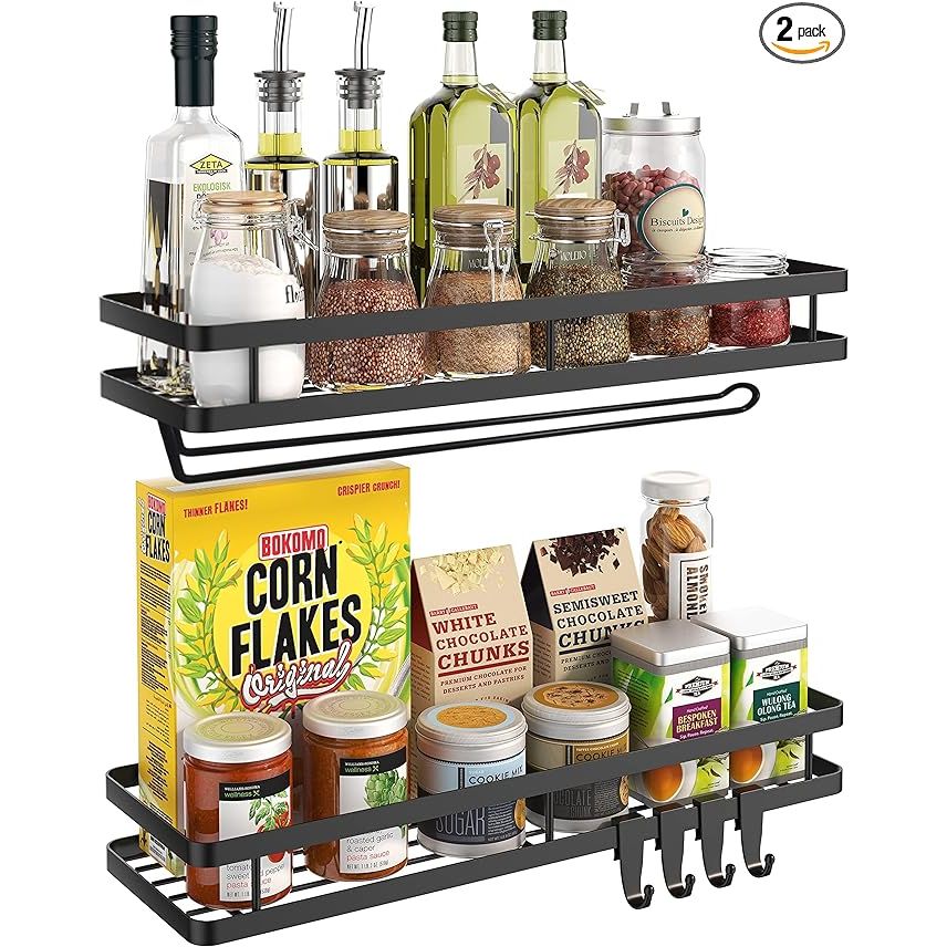 Maximize kitchen efficiency and style with the sleek Spice Rack Organizer Wall Mount - a must-have for any culinary connoisseur. At a generous 15.7 inches, this dual-shelf unit revolutionizes your spice storage, enabling effortless access to all your flavorful essentials.