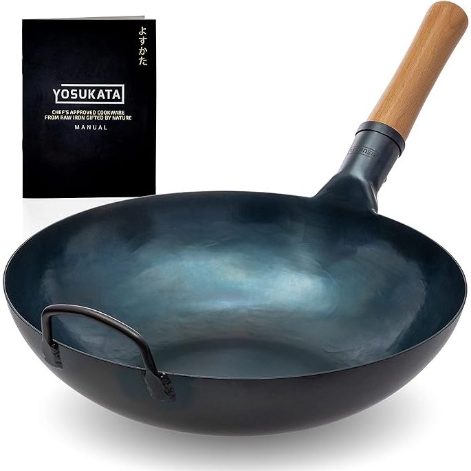 Unleash the flavors of authentic Asian cuisine with the YOSUKATA Flat Bottom Wok Pan, your ultimate kitchen companion for sizzling stir-fries and beyond. Designed to perfection, this 13.