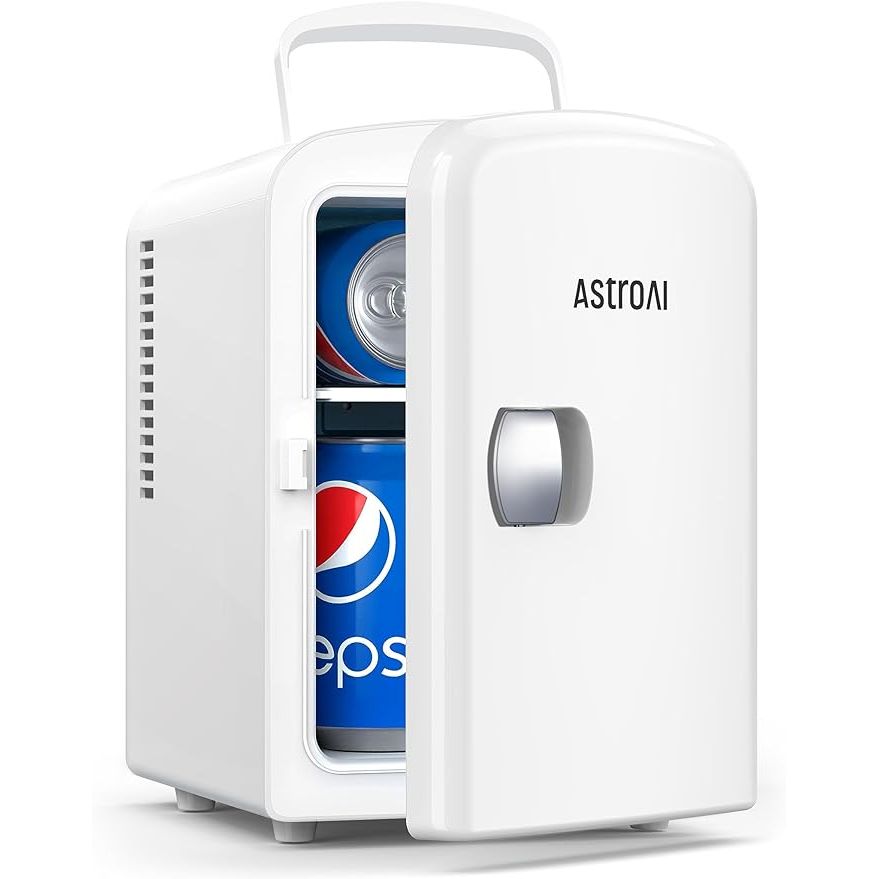 Maximize both convenience and style with the AstroAI Mini Fridge, the ultimate portable cooler designed to meet your on-the-go refrigeration needs. Boasting the capacity to chill 6 cans or 4 liters of your favorite drinks and essential beauty products, this mini fridge is an indispensable companion for any adventure, near or far.