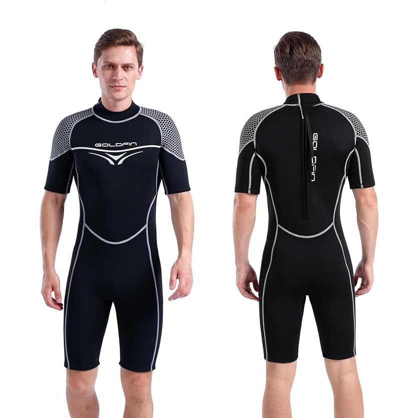 This wetsuit is designed for both men and women, made of 3mm neoprene material that provides insulation and flexibility for various water sports activities. The wetsuit comes in both full and shorty styles, with a back zip for easy on and off access.