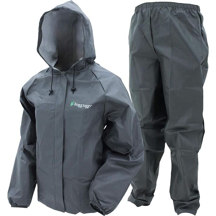 The FROGG TOGGS Men's Ultra-Lite2 Waterproof Breathable Rain Suit is a lightweight and affordable rain suit designed to keep you dry and comfortable in wet weather conditions. The suit is made from a waterproof and breathable fabric that helps to repel water while allowing moisture to escape, keeping you dry from both rain and sweat.