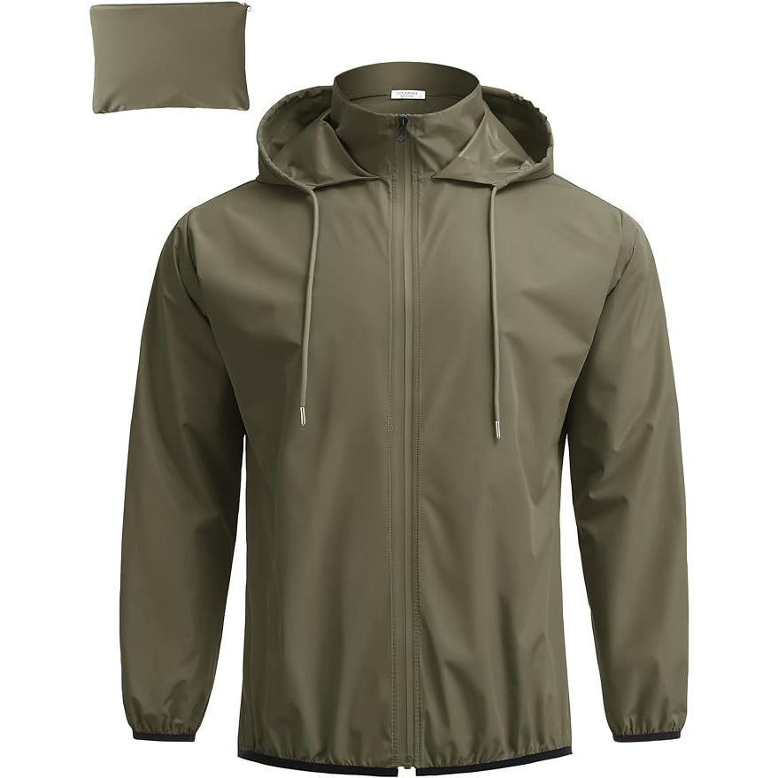 The COOFANDY Men's Packable Rain Jacket is a lightweight and waterproof raincoat designed for outdoor activities such as running, hiking, and cycling. The jacket features a hood to provide extra protection from the elements, making it ideal for use in rainy or windy conditions.