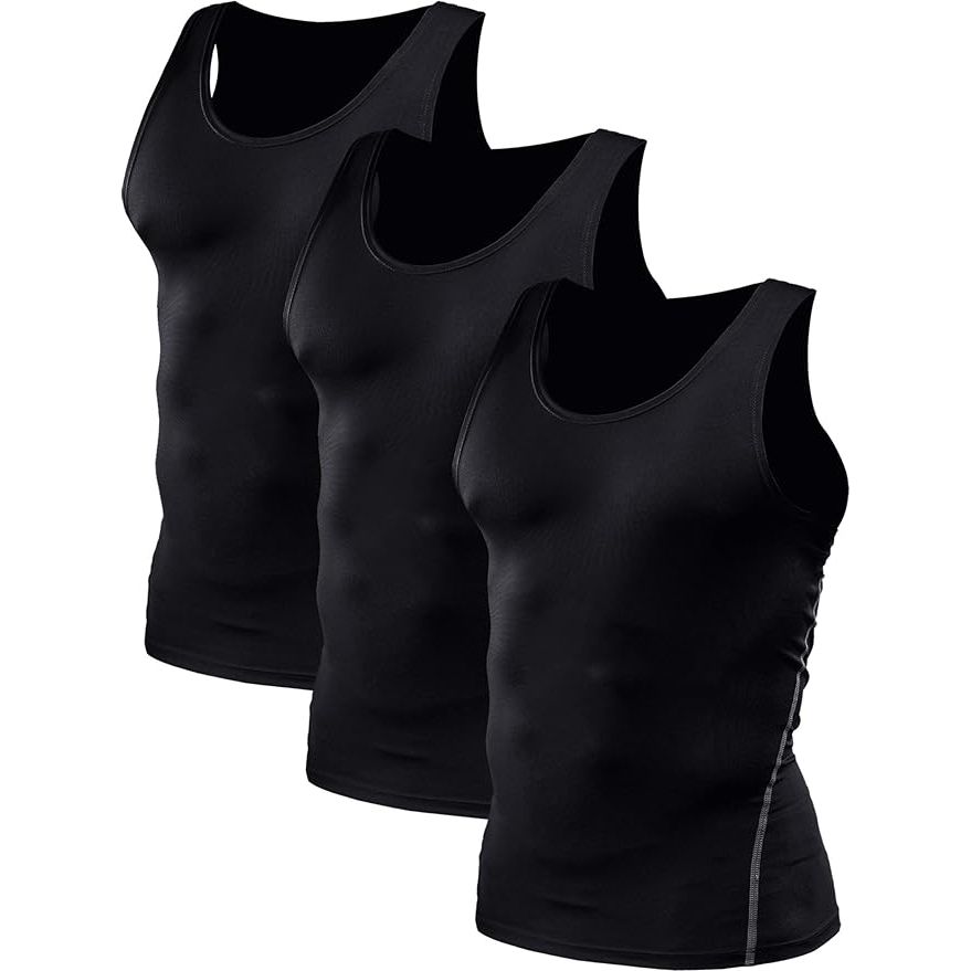 The NELEUS Men's 3 Pack Athletic Compression Under Base Layer Sport Tank Top is designed for high performance and optimal comfort during intense workout sessions. Made with a blend of polyester and spandex, this tank top offers a snug and supportive fit that helps improve blood circulation and reduce muscle fatigue.
