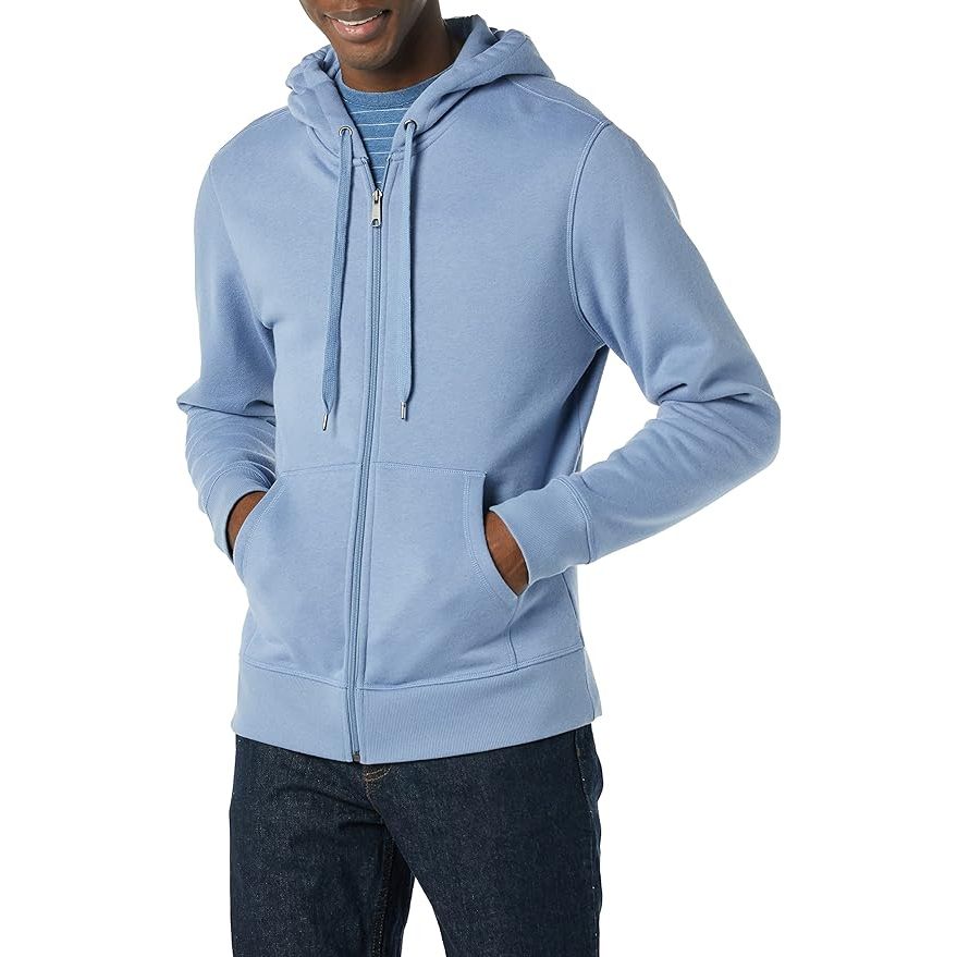 The Amazon Essentials Men's Full-Zip Hooded Fleece Sweatshirt is a versatile and comfortable addition to any wardrobe. Made of a soft and warm blend of cotton and polyester, this sweatshirt is perfect for layering on chilly days or wearing on its own.