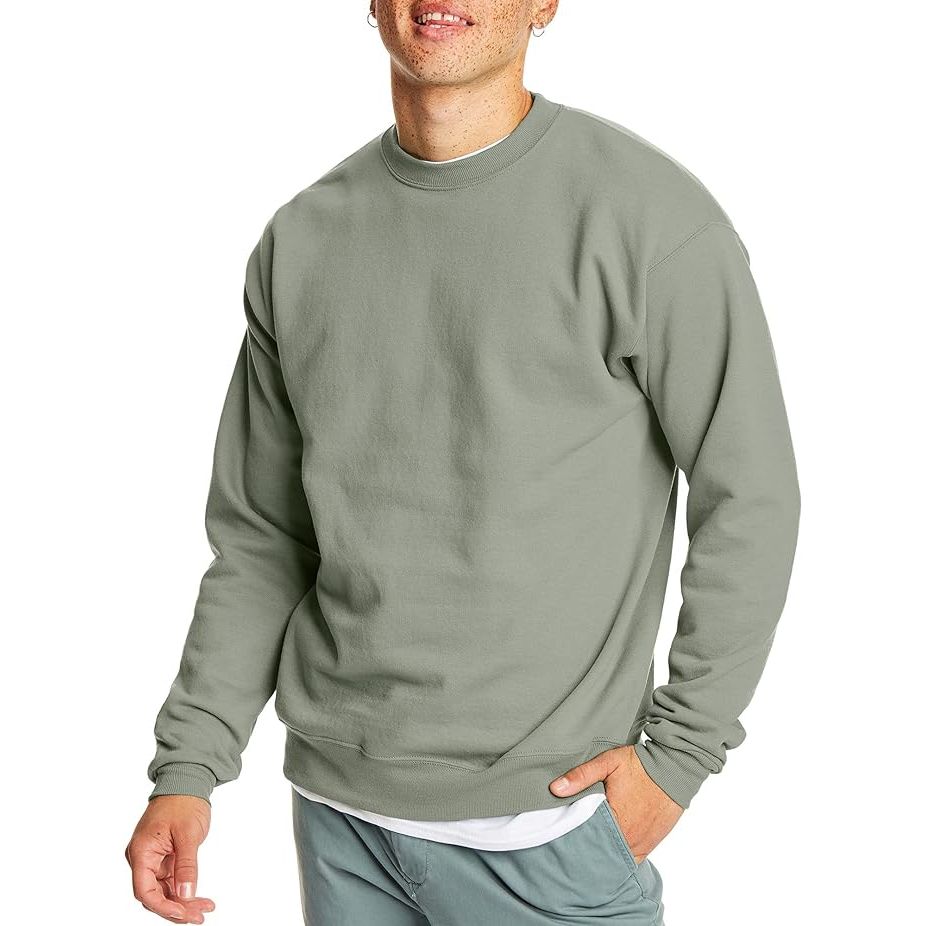 The Hanes Men's Ecosmart Fleece Sweatshirt is a comfortable and environmentally friendly option for men looking for a cozy pullover. Made from a cotton-polyester blend, this crewneck sweatshirt features a fleece lining for added warmth and softness.