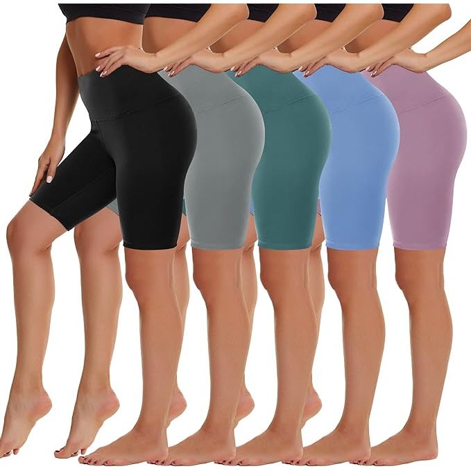 The HIGHDAYS 5 Pack High Waist Biker Shorts for Women are designed for comfort and performance during workouts, yoga sessions, running, and other athletic activities. These shorts are made from soft and stretchy spandex material that conforms to your body for a comfortable fit.