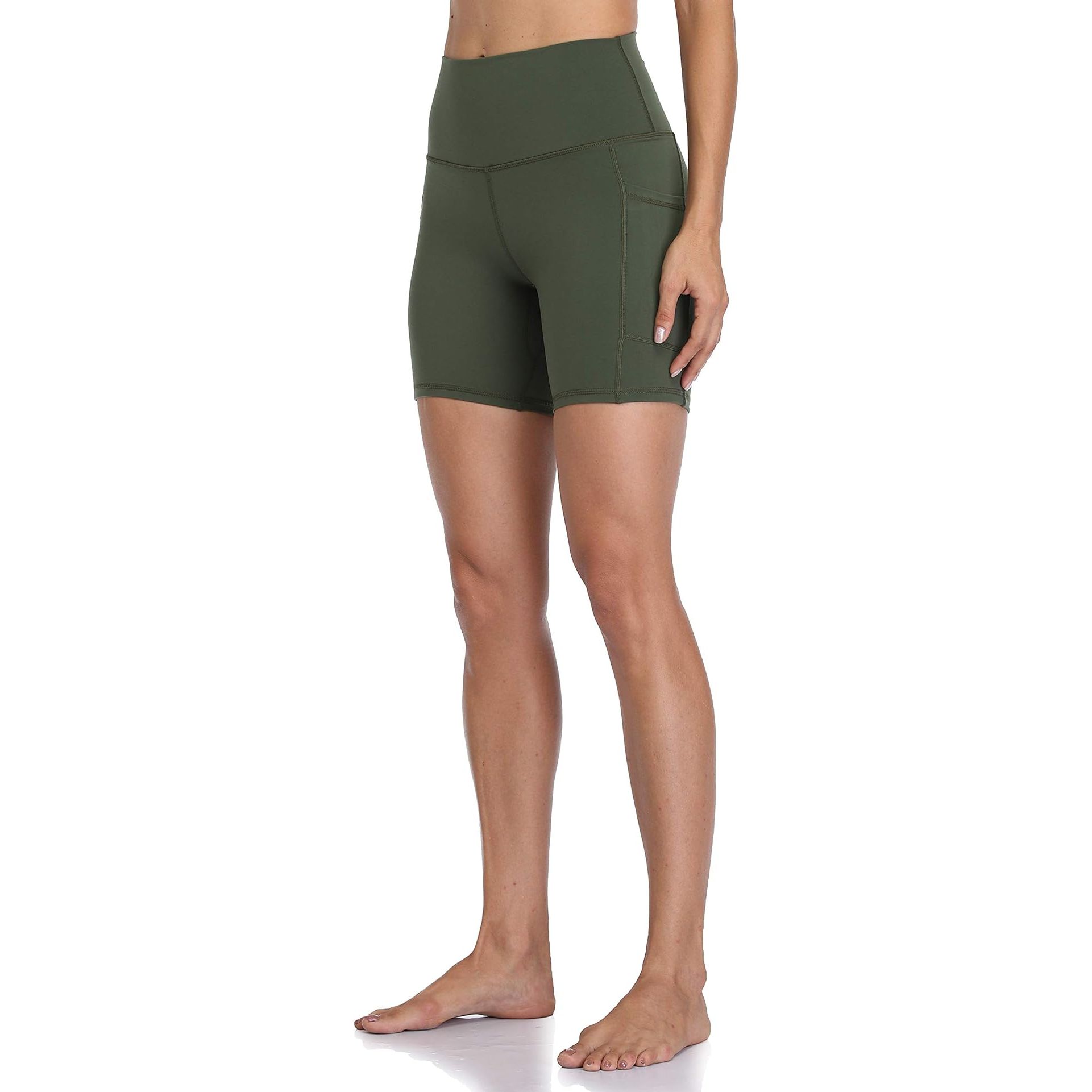 Colorfulkoala Women's High Waisted Biker Shorts with Pockets have a 6" inseam, making them perfect for workouts and yoga sessions. The high waist design provides a secure and comfortable fit, while the pockets offer convenience for storing essentials like keys or a phone.