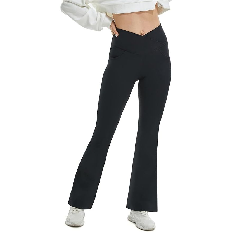 The TOPYOGAS Women's Casual Flare Leggings are a stylish and comfortable option for activewear. Made from a blend of polyester and spandex, these leggings have a stretchy and breathable fabric that moves with you during workouts and everyday activities.