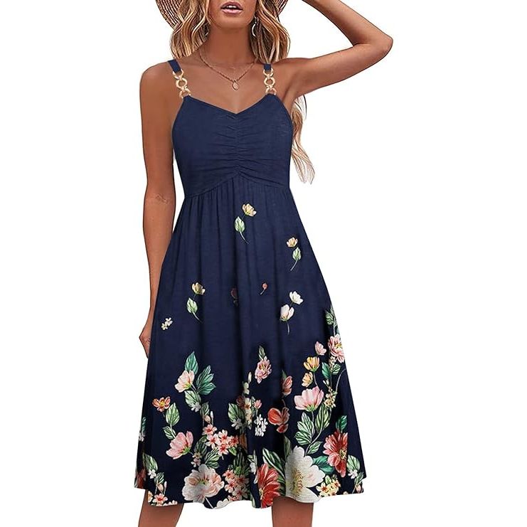 Summer Dresses for Women 2023 Floral Boho Sleeveless V Neck Spaghetti Strap A Line Casual Sundresses with Pockets is a stylish and trendy option for the upcoming summer season. The dress features a beautiful floral design that exudes a bohemian vibe, perfect for a casual day out or a beach vacation.