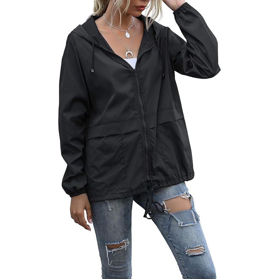 The PESION Women's Waterproof Raincoat is a lightweight and durable option for outdoor activities in wet weather. It is made from high-quality waterproof material to keep you dry and comfortable during rainy days. The hooded design and adjustable drawstring allow for a secure fit to keep out the elements.