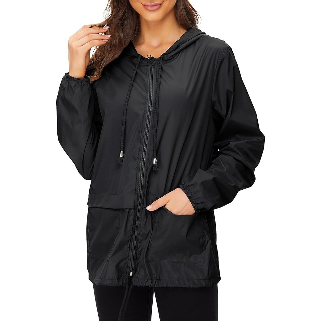 The Zando Lightweight Rain Jacket for Women is a packable raincoat designed to keep you dry and stylish in rainy weather.