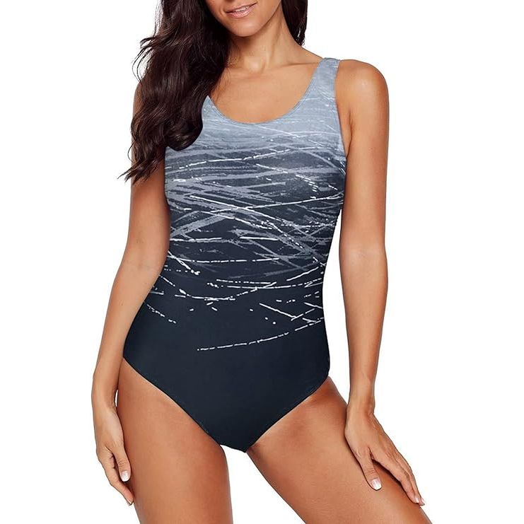The Aleumdr Women's Color Block Print One Piece Swimsuit is a stylish and functional option for women looking for flattering swimwear. The swimsuit features a unique color block print design, adding a touch of flair to your beach or poolside look.