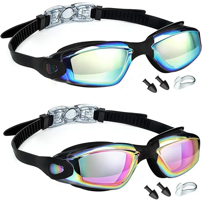 LOCONHA Swim Goggles, 2 Pack Swimming Goggles Anti Fog No Leaking For Adult Women Men Youth image