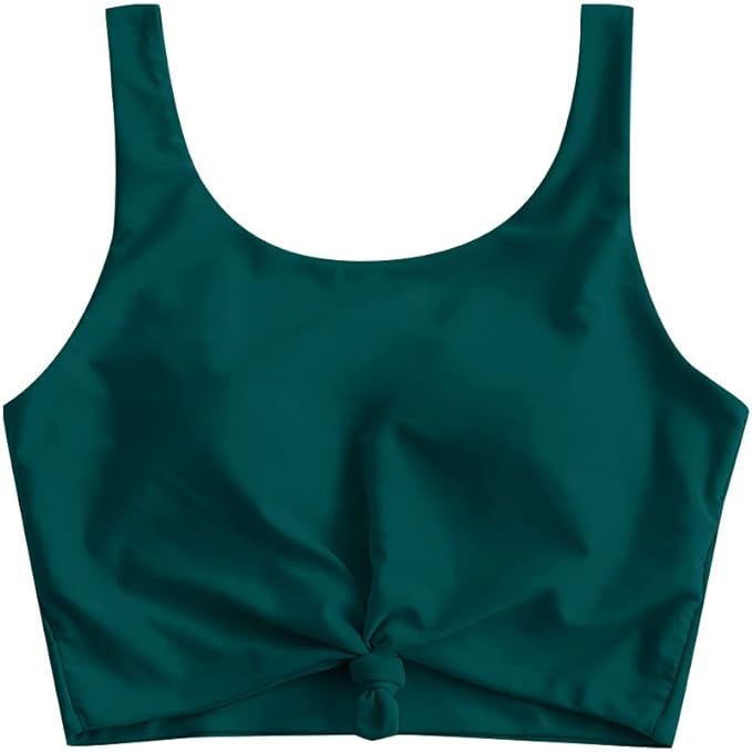 ZAFUL Women's Front Knot Bikini Tops Crop Tankini Top is a stylish and trendy option for those looking for a chic bathing suit top. It features a cute front knot design that adds a fashionable touch to the classic tankini style.