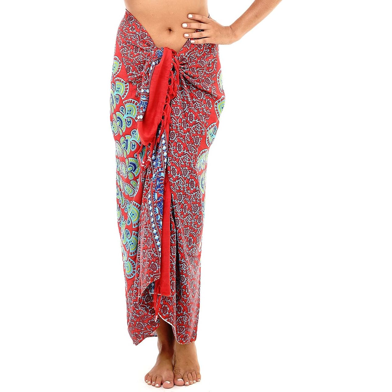 The SHU-SHI Women's Sarong Beach Swimsuit Cover Up is a versatile piece that can be worn in multiple ways to suit your style. Made of a lightweight and breathable fabric, this sarong is perfect for wearing over your swimsuit at the beach or pool. The mandala peacock design adds a touch of bohemian flair to your beach look.